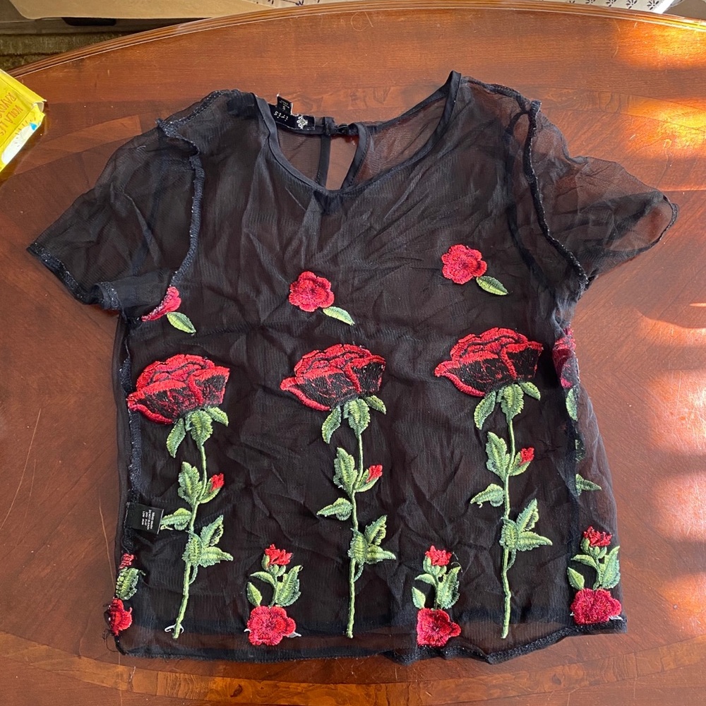 floral mesh top